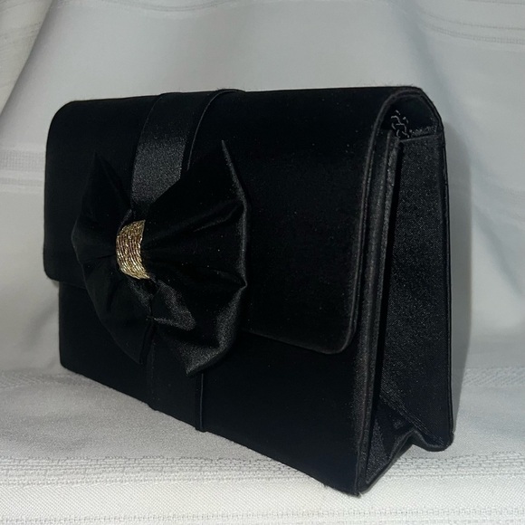 Evening‎ Bag Black Satin Handmade Crossbody OR Clutch Carla Marchi Handmade EUC - Picture 3 of 11